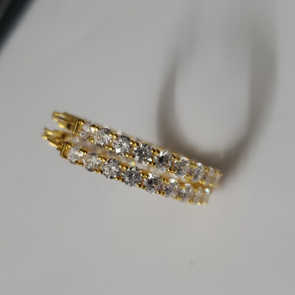 Sterling Silver 925 Inside Out Gold Hoop Earrings - Picture 5 of 9